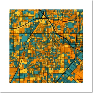 Santa Ana Map Pattern in Orange & Teal Posters and Art